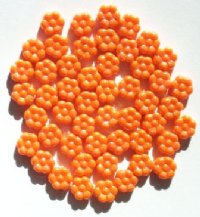 50 8mm Opaque Orange AB Lustre Flower Beads